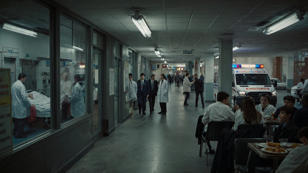 Medical students observing patients in a hospital-integrated campus environment at Guy’s.