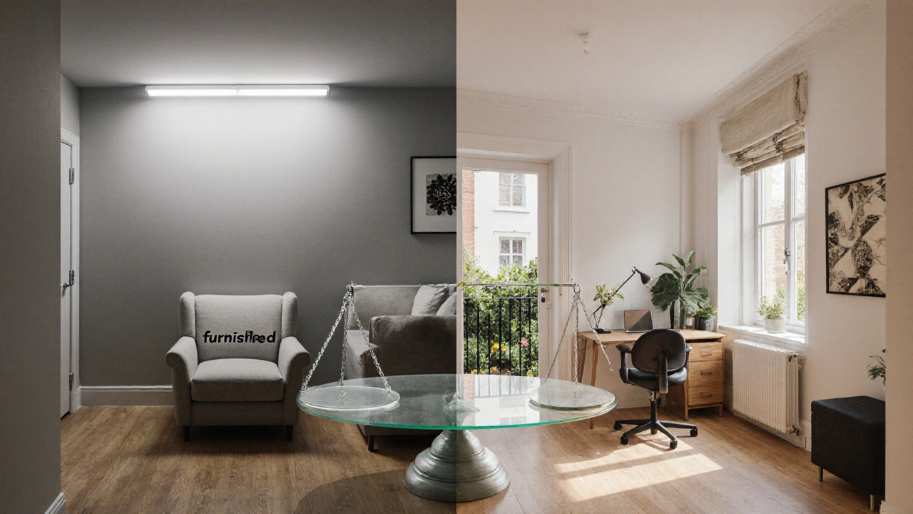 Split image comparing a cramped Zone 1 studio with a spacious Zone 4 flat, highlighting cost versus quality trade-offs.