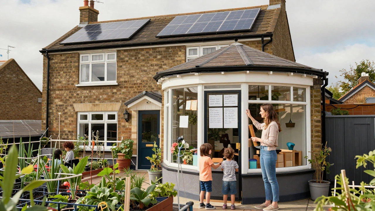A converted shop home with a rooftop garden, solar tiles, and a homeowner sharing design notes.