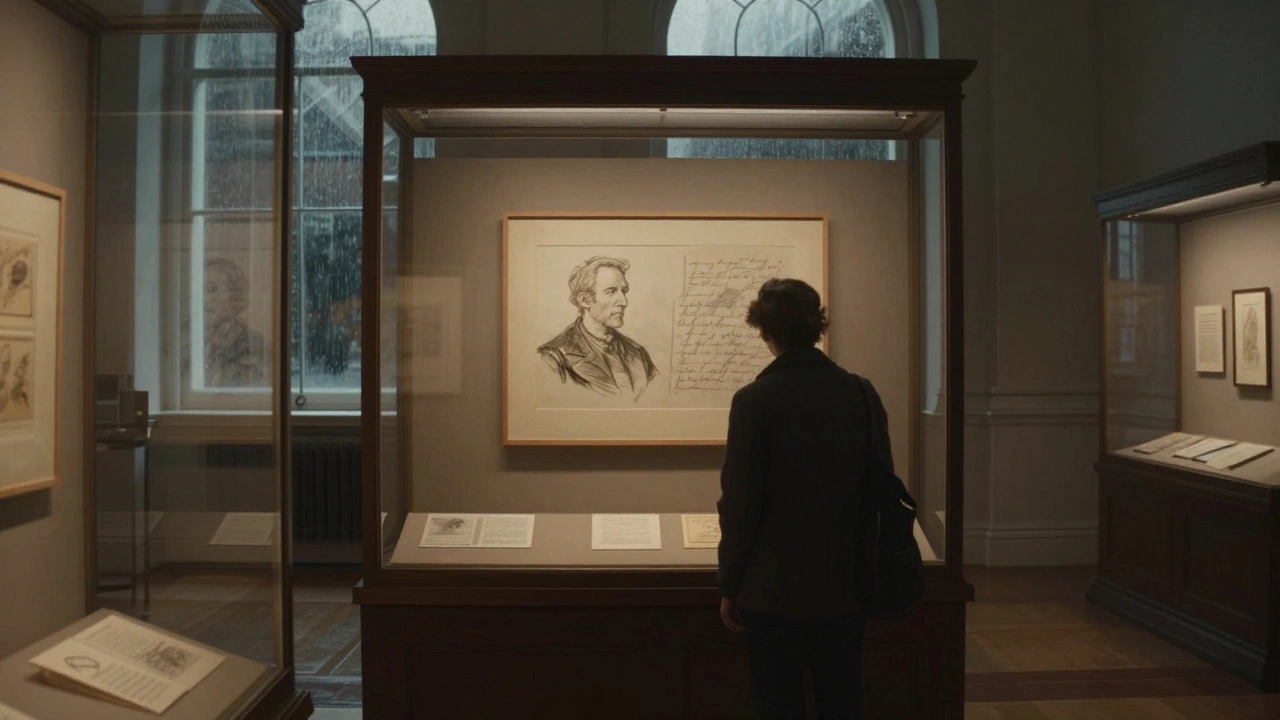 A visitor admiring a Turner sketch in the quiet Prints and Drawings Room at the British Museum.