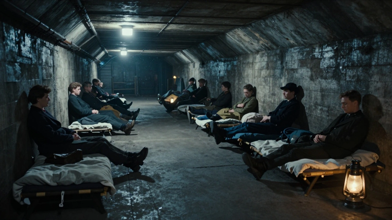 Subway platform serving as air raid shelter during World War II