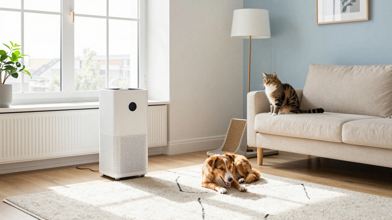 A clean, modern London apartment with a dog and cat living harmoniously.