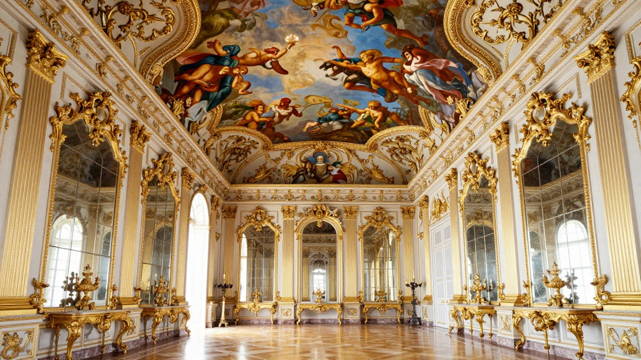 Opulent Baroque State Apartments with gold leaf and frescoed ceilings