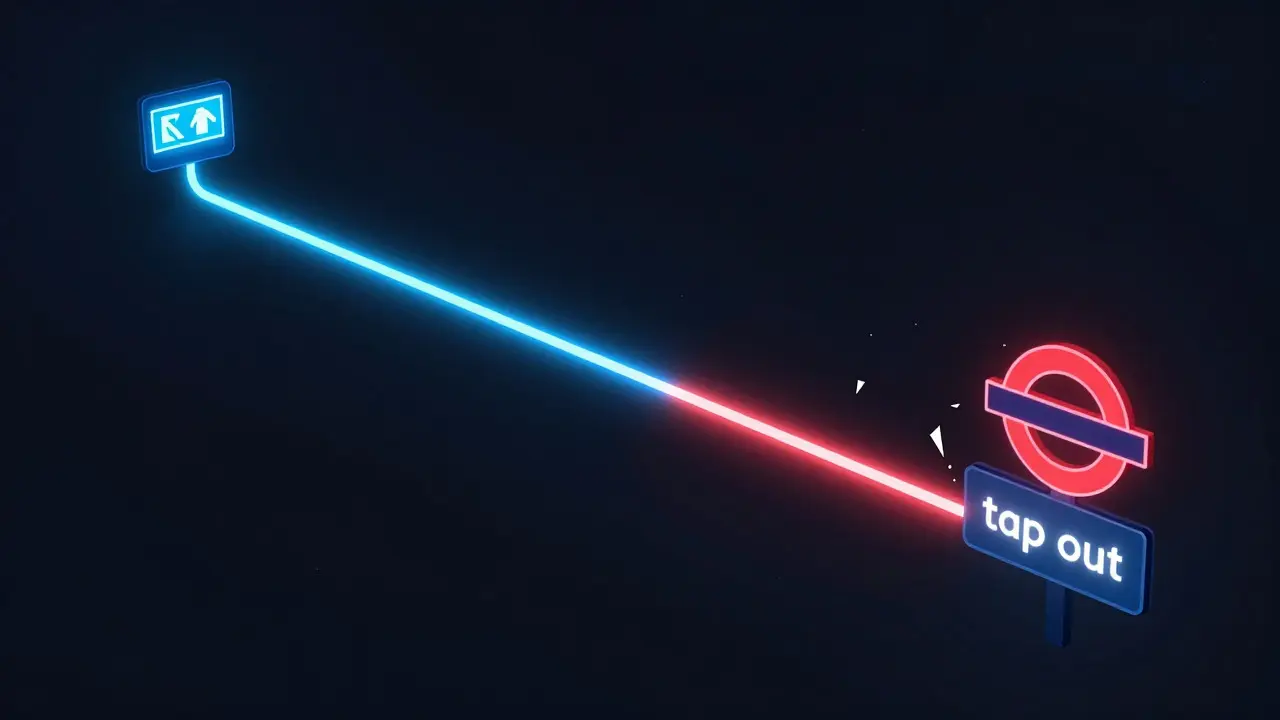 Abstract illustration of a broken digital path representing an incomplete journey