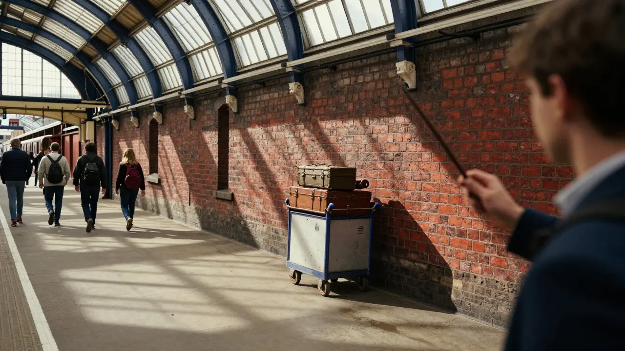 Platform 9 3/4 trolley cart at King's Cross Station in London