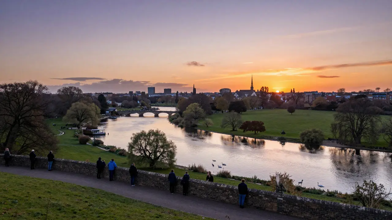 Sunset view of the River Thames and Richmond Park from Richmond Hill