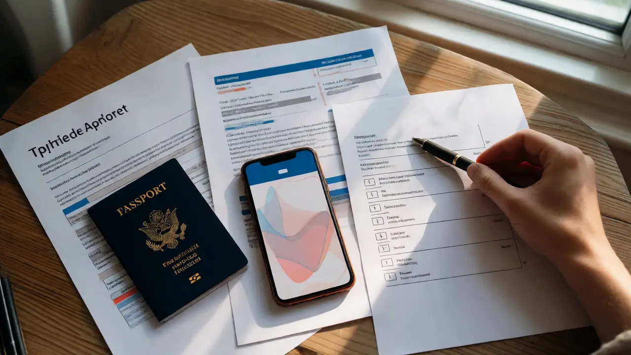 Documents for UK NI registration on a desk