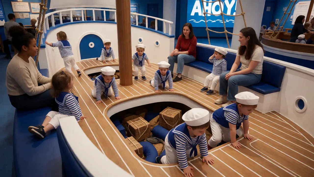 Kids playing in the AHOY! zone at the National Maritime Museum